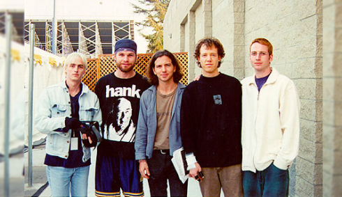 PJ circa No Code, with Jack Irons (second right).